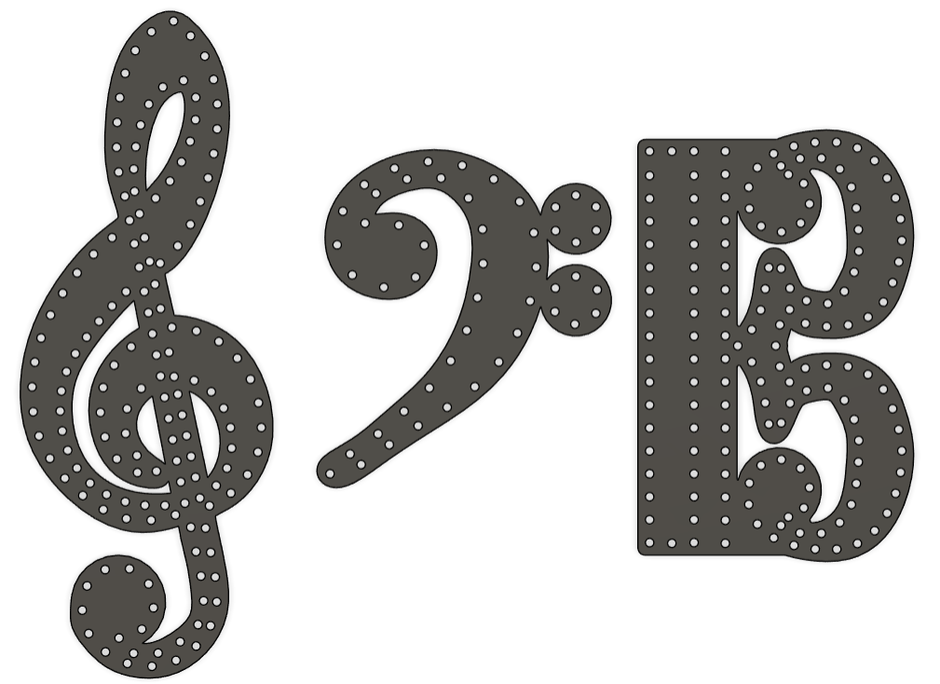 Clef Notes - Treble, Alto, Bass 50-150 pixels each, proportional, up to 36" tall