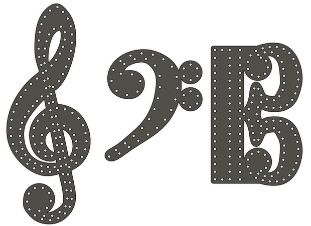 Clef Notes - Treble, Alto, Bass 50-150 pixels each, proportional, up to 36" tall